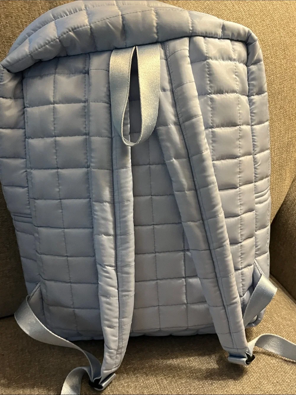 Quilted Light BLUE Backpack - Padded Square Design